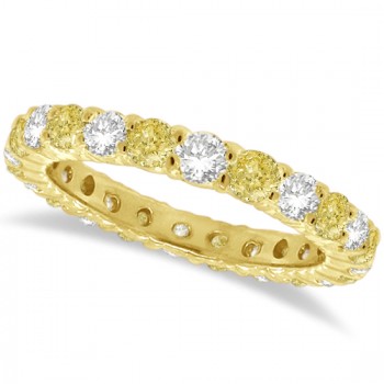 Fancy Yellow Canary & Lab White Diamond Eternity Band 14k Gold (1.07ct)