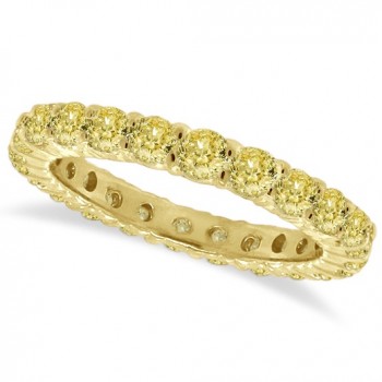 Lab Grown Yellow Diamond Eternity Ring Anniversary Band 14k Gold (1.07ct)