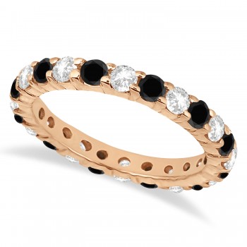 Eternity Lab Grown Black & White Diamond Ring Band 14k Rose Gold (2.50ct)