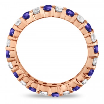 Eternity Lab Grown Diamond & Tanzanite Ring Band 14k Rose Gold (2.40ct)