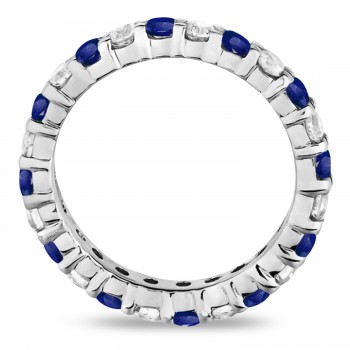 Eternity Lab Grown Blue & White Diamond Ring Band 14k White Gold (2.50ct)