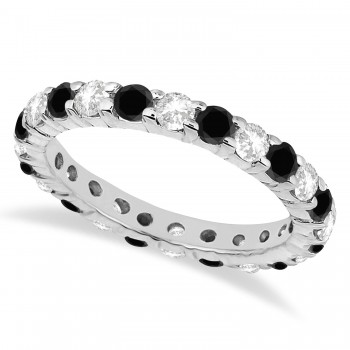 Eternity Lab Grown Black & White Diamond Ring Band 14k White Gold (2.50ct)