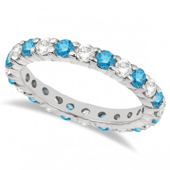 Fancy Blue & White Diamond Eternity Ring Band 14k White Gold (2.00ct)