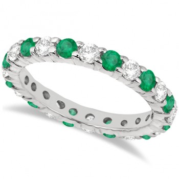 Eternity Lab Grown Diamond & Emerald Ring Band 14k White Gold (2.35ct)