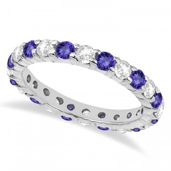 Eternity Lab Grown Diamond & Tanzanite Ring Band 14k White Gold (2.40ct)