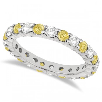 Canary Yellow & White Diamond Eternity Ring 14k White Gold (2.00ct)