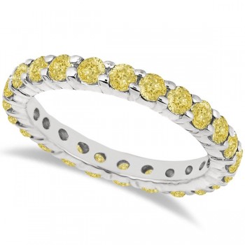 Fancy Yellow Canary Diamond Eternity Ring Band 14k White Gold (2.00ct)