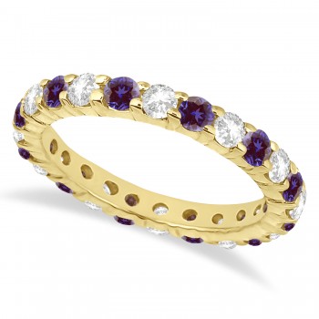 Eternity Diamond & Lab Alexandrite Ring Band 14k Yellow Gold (2.40ct)