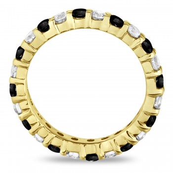 Eternity Lab Grown Black & White Diamond Ring Band 14k Yellow Gold (2.50ct)