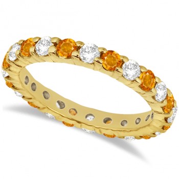 Eternity Diamond & Citrine Ring Band 14k Yellow Gold (2.40ct)