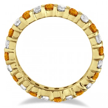 Eternity Diamond & Citrine Ring Band 14k Yellow Gold (2.40ct)