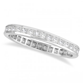 Princess-Cut Lab Grown Diamond Eternity Ring Band 14k White Gold (1.16ct)