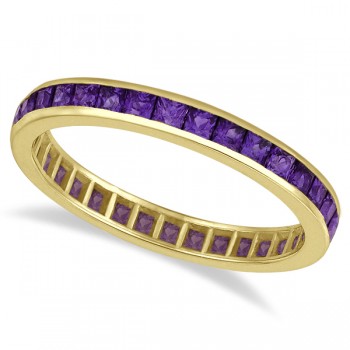 Princess-Cut Amethyst Eternity Ring Band 14k Yellow Gold (1.36ct)