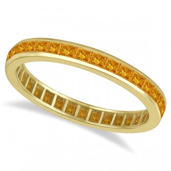 Princess-Cut Citrine Eternity Ring Band 14k Yellow Gold (1.36ct)