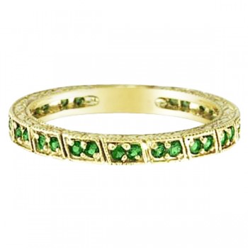 Emerald Stackable Ring Band 14k Yellow Gold