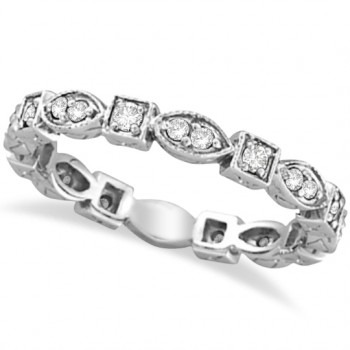 Antique Style Diamond Eternity Ring Band in 14k White Gold (0.36ct)