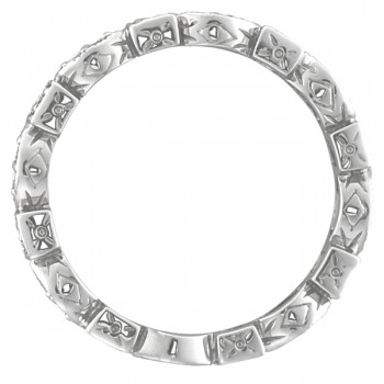 Aquamarine & Diamond Eternity Anniversary Ring Band 14k White Gold