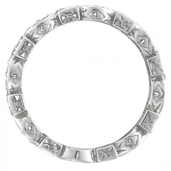 Yellow & White Diamond Eternity Antique Ring 14k White Gold (0.50ct)