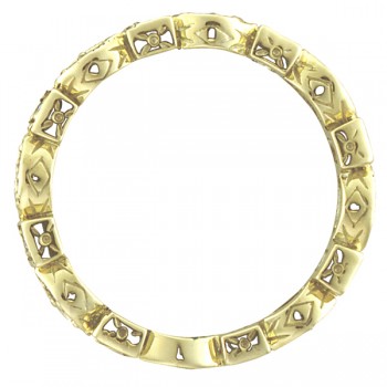 Peridot & Diamond Eternity Anniversary Ring Band 14K Yellow Gold