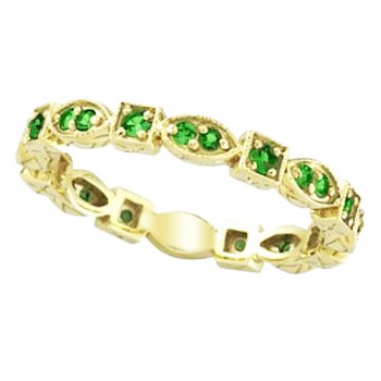 Emerald Eternity Stackable Ring Anniversary Band 14k Yellow Gold (0.47ct)