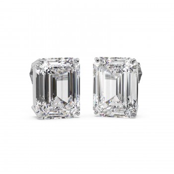 0.50ct Emerald-Cut Moissanite Stud Earrings 18kt White Gold (F-G, VVS1)