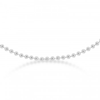 Bead Chain Necklace With Lobster Lock 14k White Gold