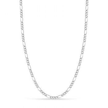Figaro Chain Necklace With Lobster Lock 14k White Gold