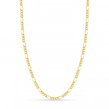 Figaro Chain Necklace With Lobster Lock 14k Yellow Gold