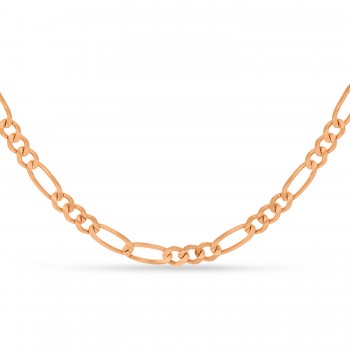 Large Figaro Chain Necklace With Lobster Lock 14k Rose Gold