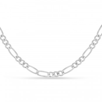 Large Figaro Chain Necklace With Lobster Lock 14k White Gold