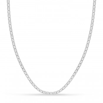Mariner Chain Necklace With Lobster Lock 14k White Gold