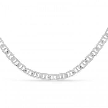 Mariner Chain Necklace With Lobster Lock 14k White Gold