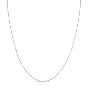 Curb Saturn Chain Necklace 14k White Gold