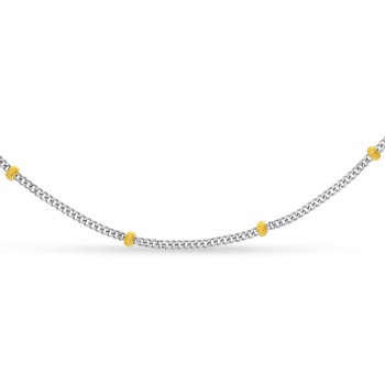 Curb Saturn Chain Necklace 14k Yellow Gold