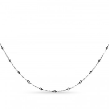 Cable Chain Necklace With Beads 14k White Gold