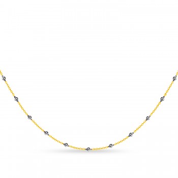 Cable Chain Necklace With Beads 14k Yellow Gold