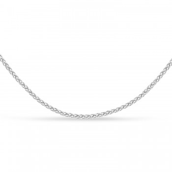 Round Wheat Chain Necklace With Lobster Lock 14k White Gold