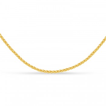 Round Wheat Chain Necklace With Lobster Lock 14k Yellow Gold