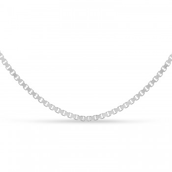 Large Box Chain Necklace With Lobster Lock 14k White Gold