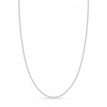Hollow Rolo Chain Necklace 14k White Gold