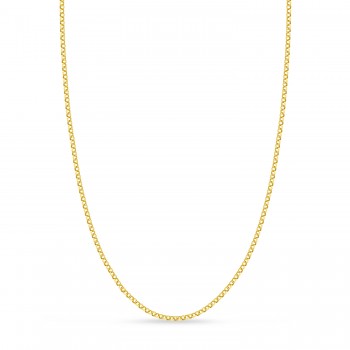 Hollow Rolo Chain Necklace 14k Yellow Gold