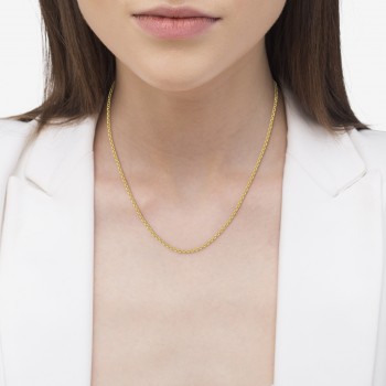 Hollow Rolo Chain Necklace 14k Yellow Gold