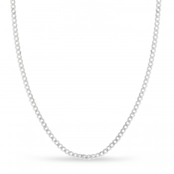 Curb Chain Necklace With Lobster Lock 14k White Gold