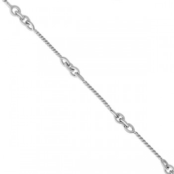 Alternating Cable Chain Link Ankle Bracelet 14k White Gold