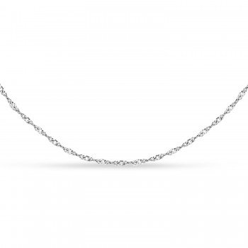 Singapore Chain Necklace With Lobster Lock 14k White Gold