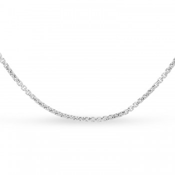 Round Box Chain Necklace 14k White Gold