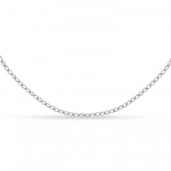 Designer Rolo Chain Necklace 14k White Gold