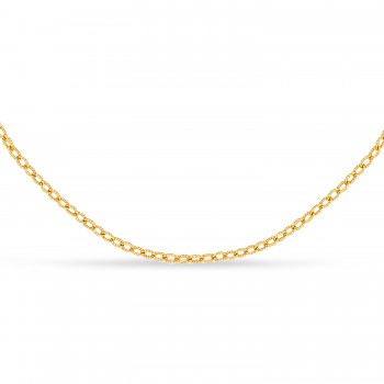 Designer Rolo Chain Necklace 14k Yellow Gold