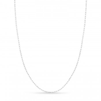 Paperclip Link Chain Necklace With Lobster Lock 14k White Gold