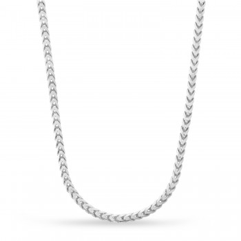 Large Franco Chain Necklace With Lobster Lock 14k White Gold